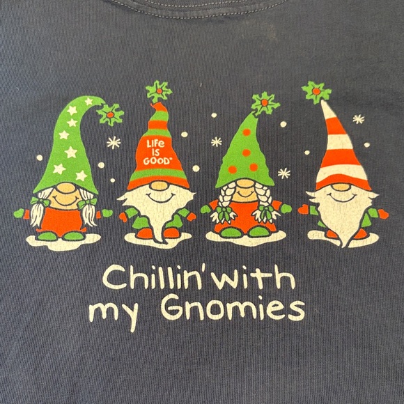 Life Is Good Tops - Life Is Good Blue Long Sleeve Tee Holiday Chillin' with My Gnomies